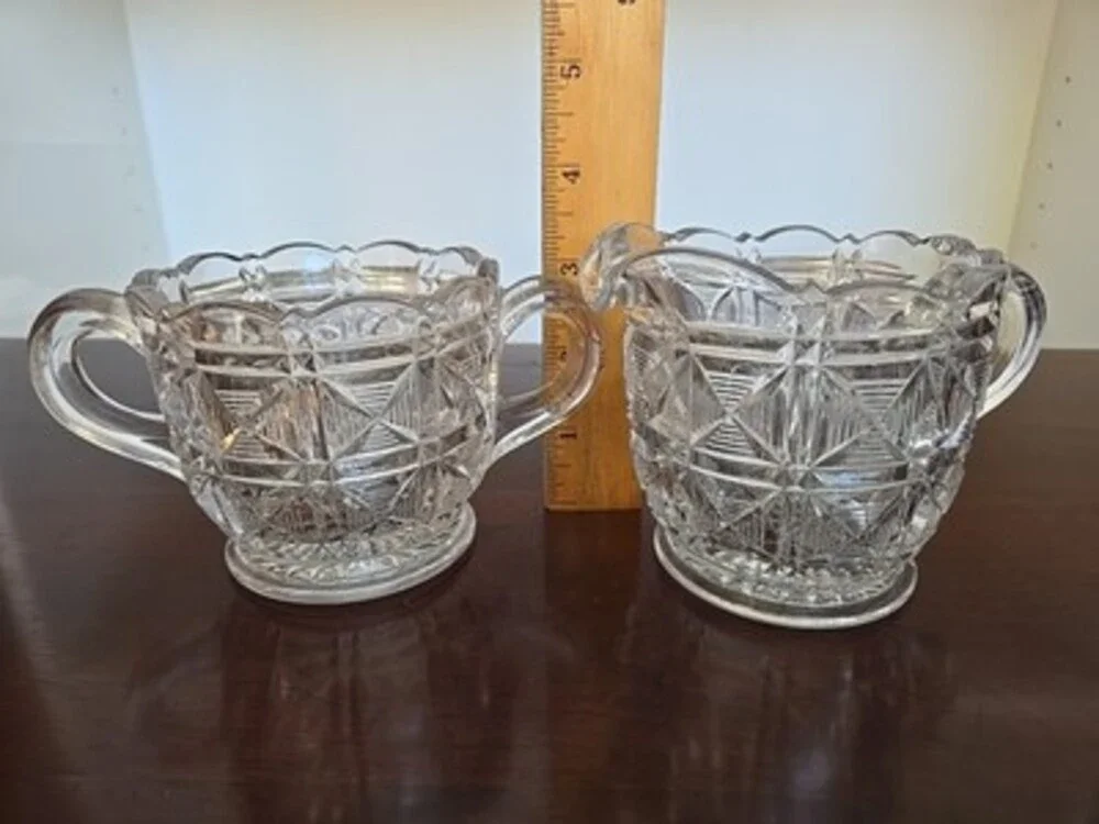 Antique Creamer & Sugar 1920's Roman Cross  Rare